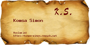 Komsa Simon névjegykártya